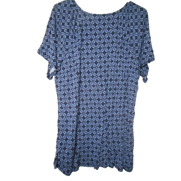 Lane Bryant Blue Black floral abstract V neck Blouse Sz 18/20 ruched side - Picture 5 of 5